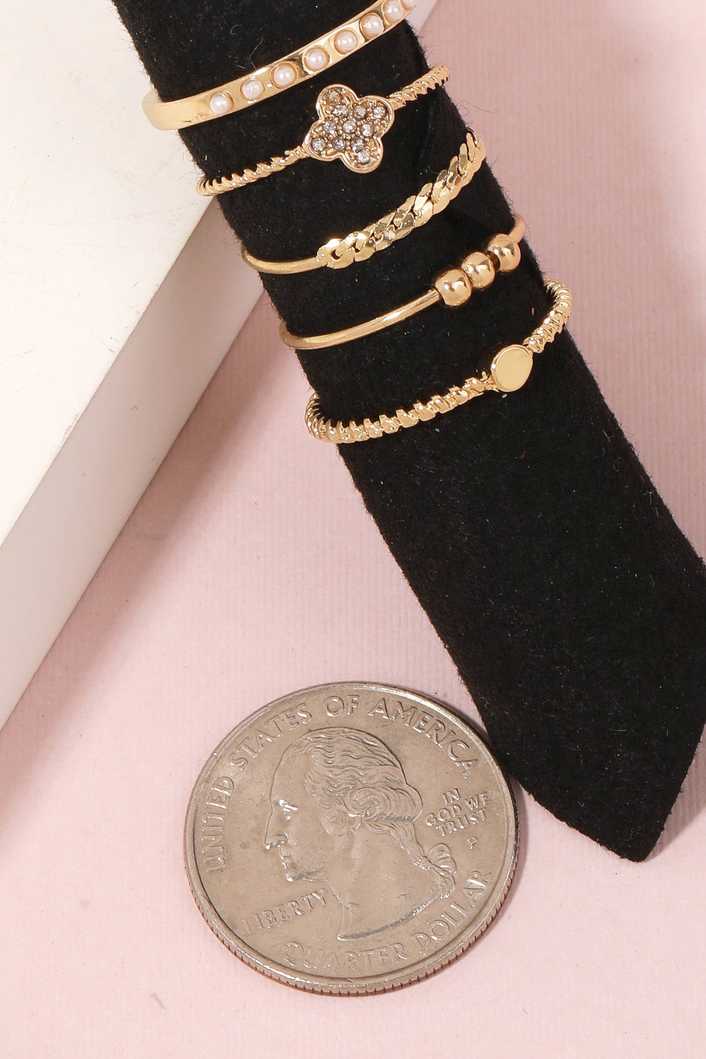 Assorted Dainty Metallic Band Rings Set