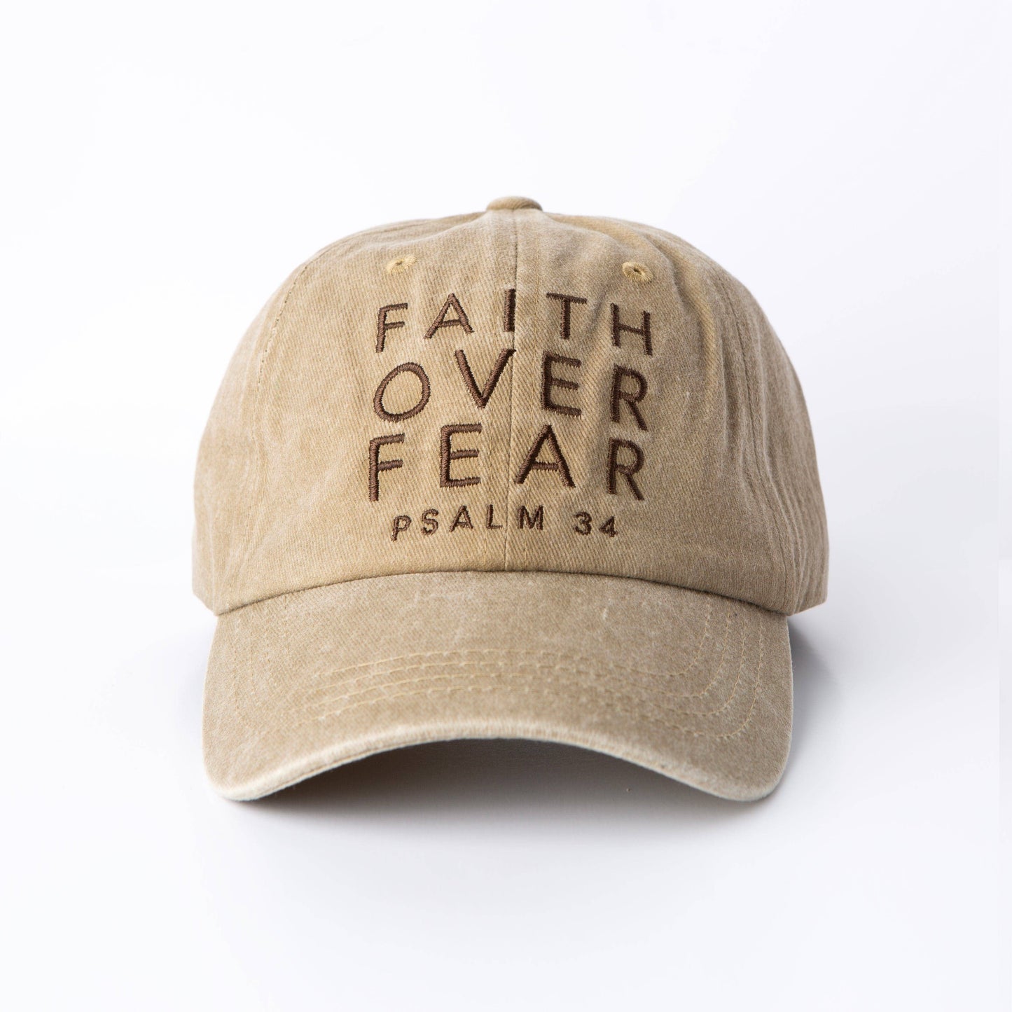 Faith Over Fear Hat: Khaki (Pigment Dye) / One Size
