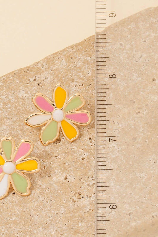 Epoxy Flower Stud Earrings: WHITE & GOLD