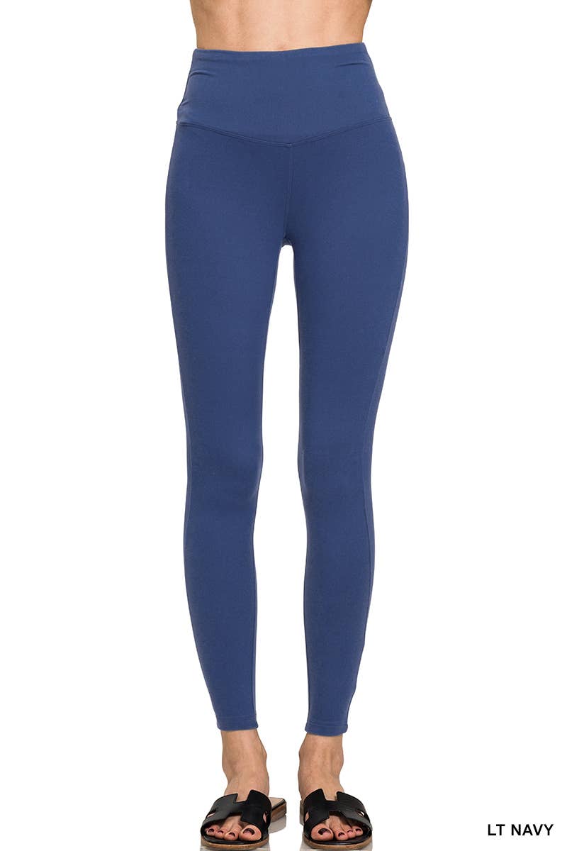 Microfiber Wide Waistband Leggings: BLACK