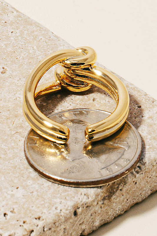 Double Layered Metallic Knot Open Band Ring