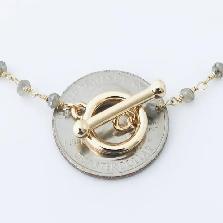 Gold Crystal Toggle Clasp Necklace