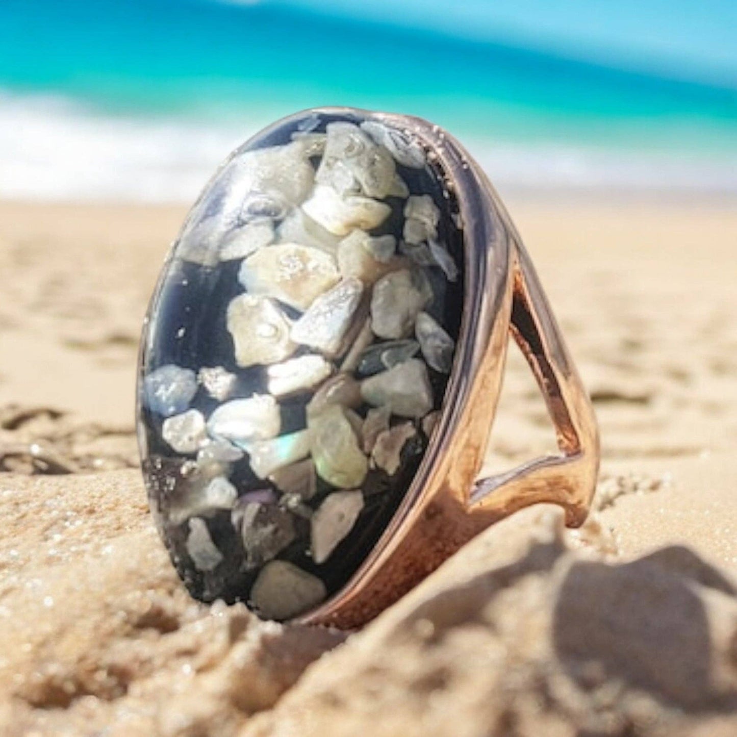 Down By The Beach Oyster Shell Statement Ring: 10