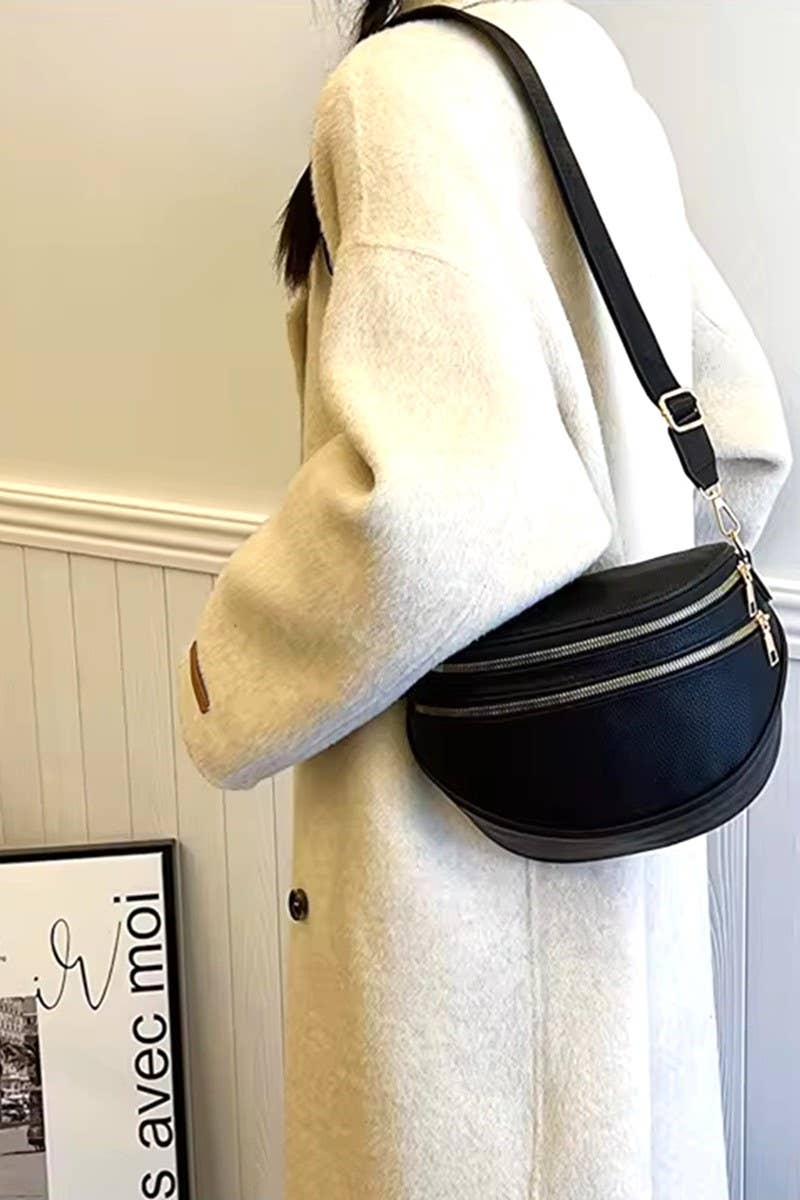 Vegan Leather Multi Pocket Crossbody Bag: ASH MOCHA