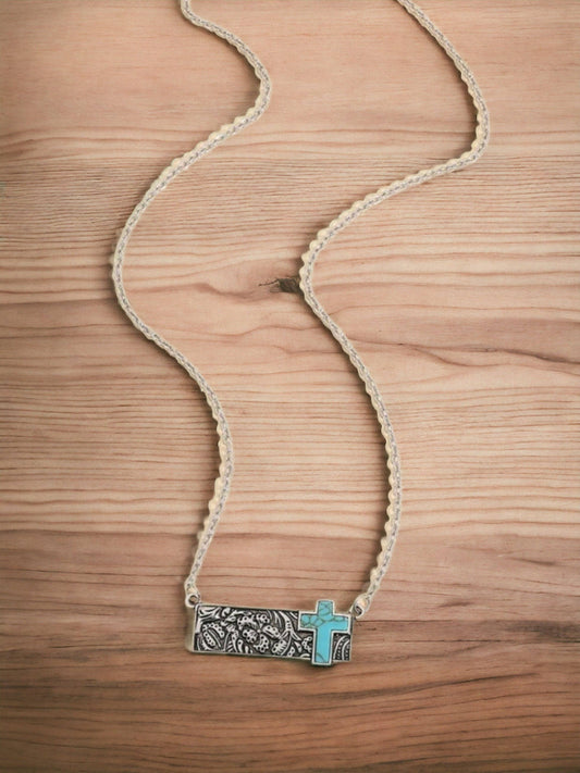 Cross Western Bar Necklace