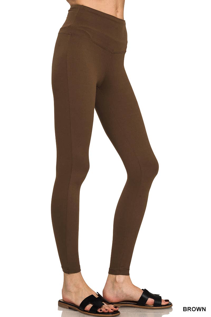 Microfiber Wide Waistband Leggings: BLACK