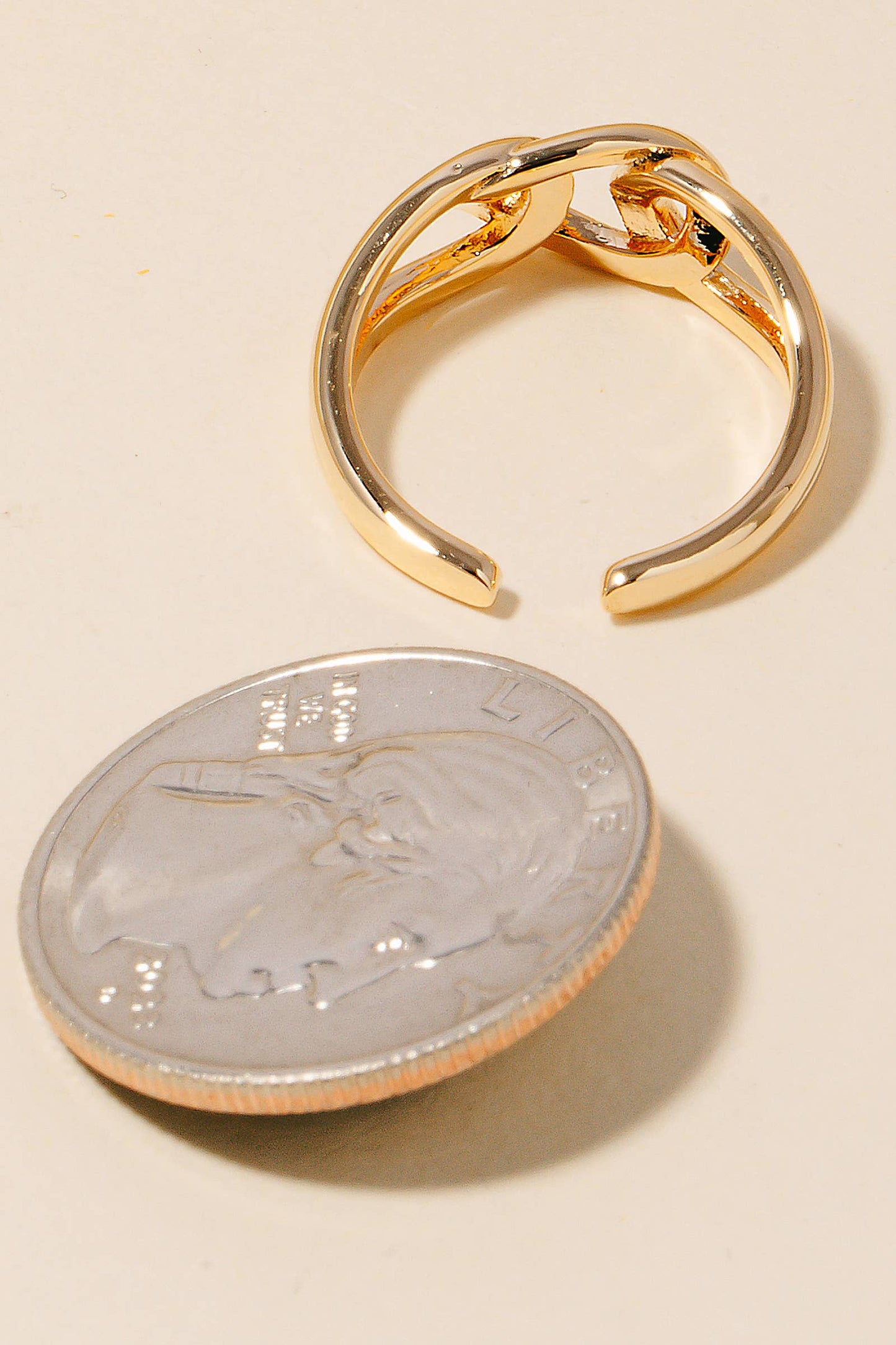 Gold Dipped Interlinked Strands Open Band Ring