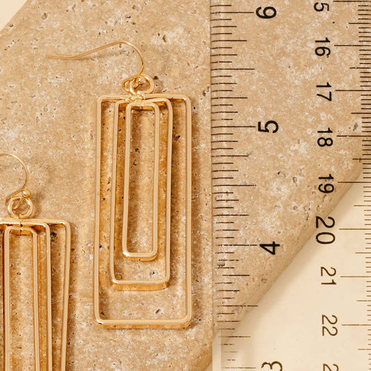 Layered Rectangle Dangle Earrings
