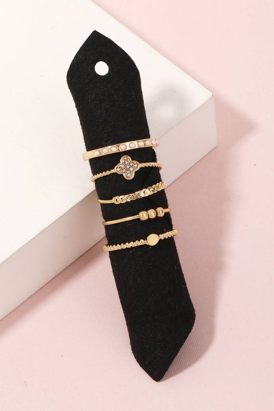 Assorted Dainty Metallic Band Rings Set