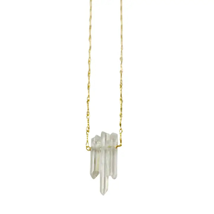 Gold & White Natural Crystal Necklace