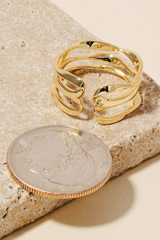 Triple Layered Twisted Metallic Open Band Ring