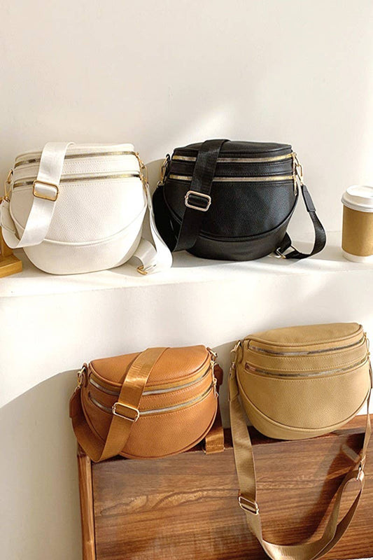 Vegan Leather Multi Pocket Crossbody Bag: ASH MOCHA