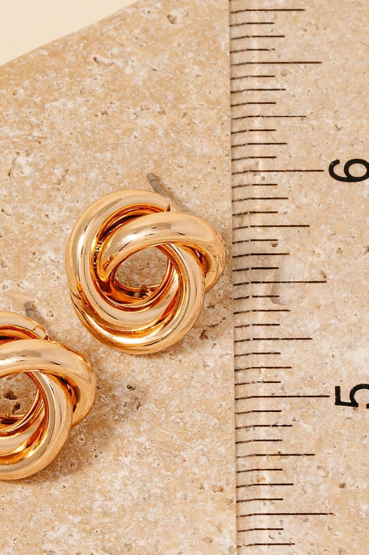 Metallic Tube Knot Stud Earrings