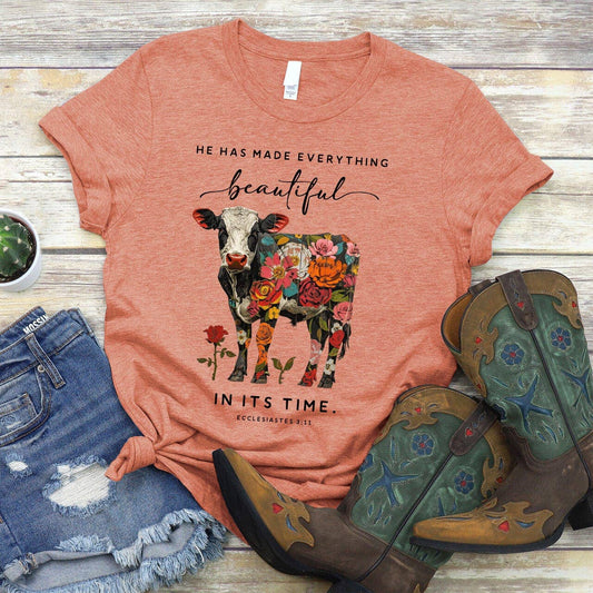 He Has Made Everything Beautiful Tee: Heather Terracotta