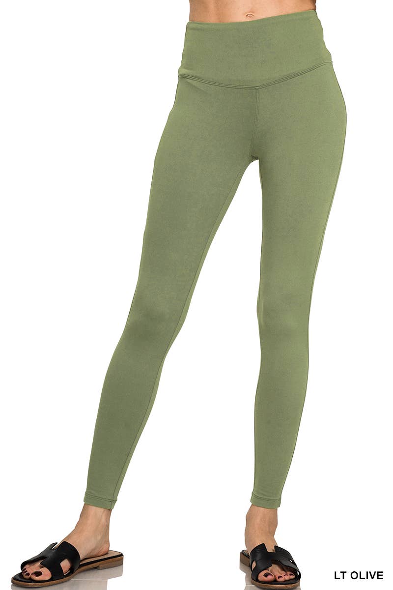 Microfiber Wide Waistband Leggings: BLACK