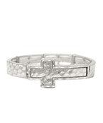 Silver Cross Textured Bracelet