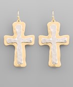 Hammered Double Cross Earrings