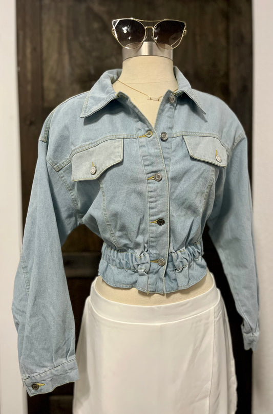 Cinched Hem Denim Jacket