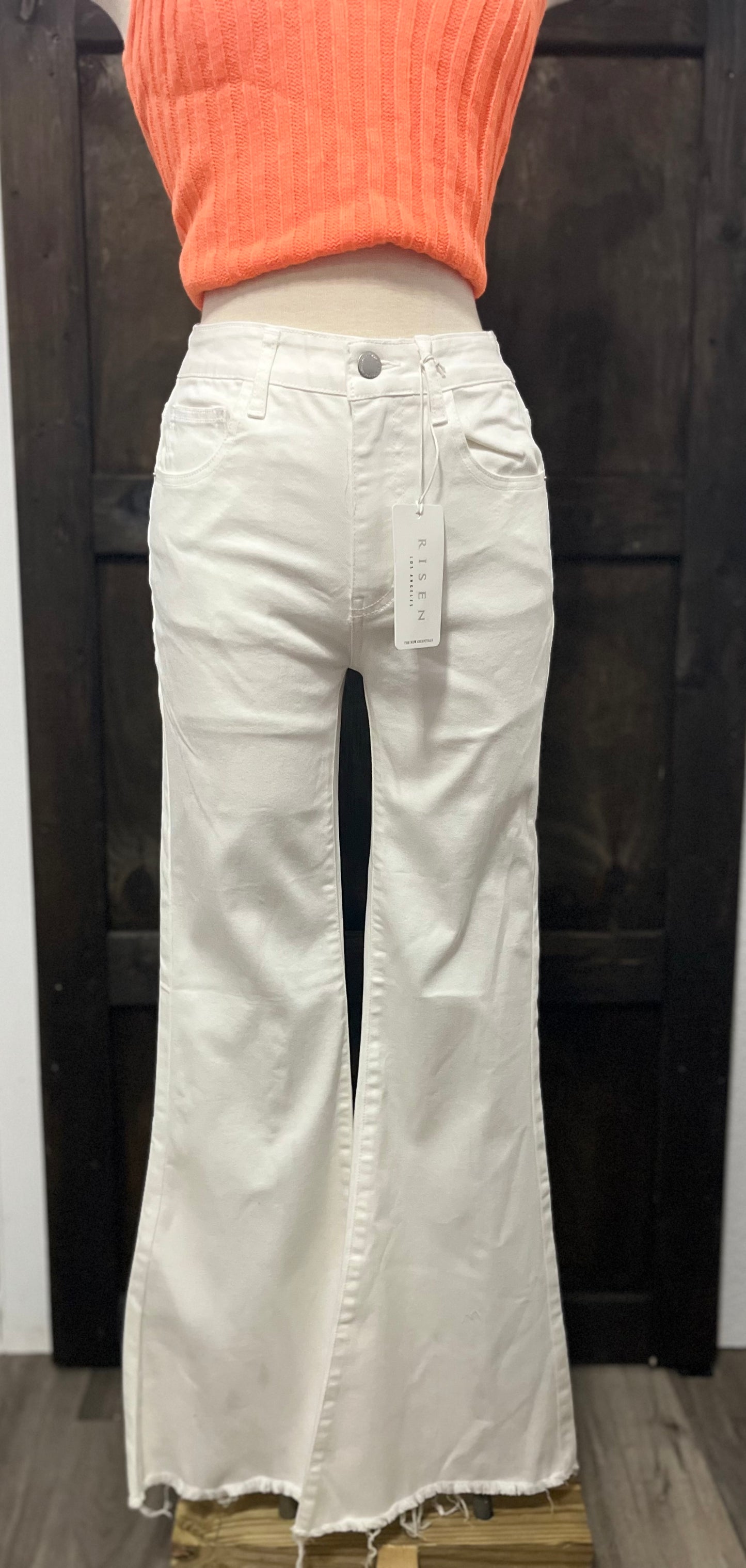 RISEN Raw Hem Flare Jeans