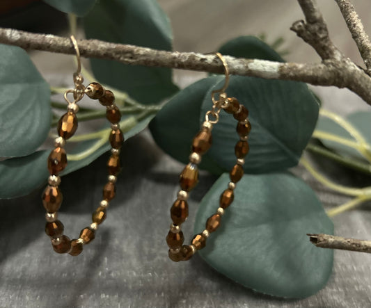 Beaded Hoop Dangle Earrings