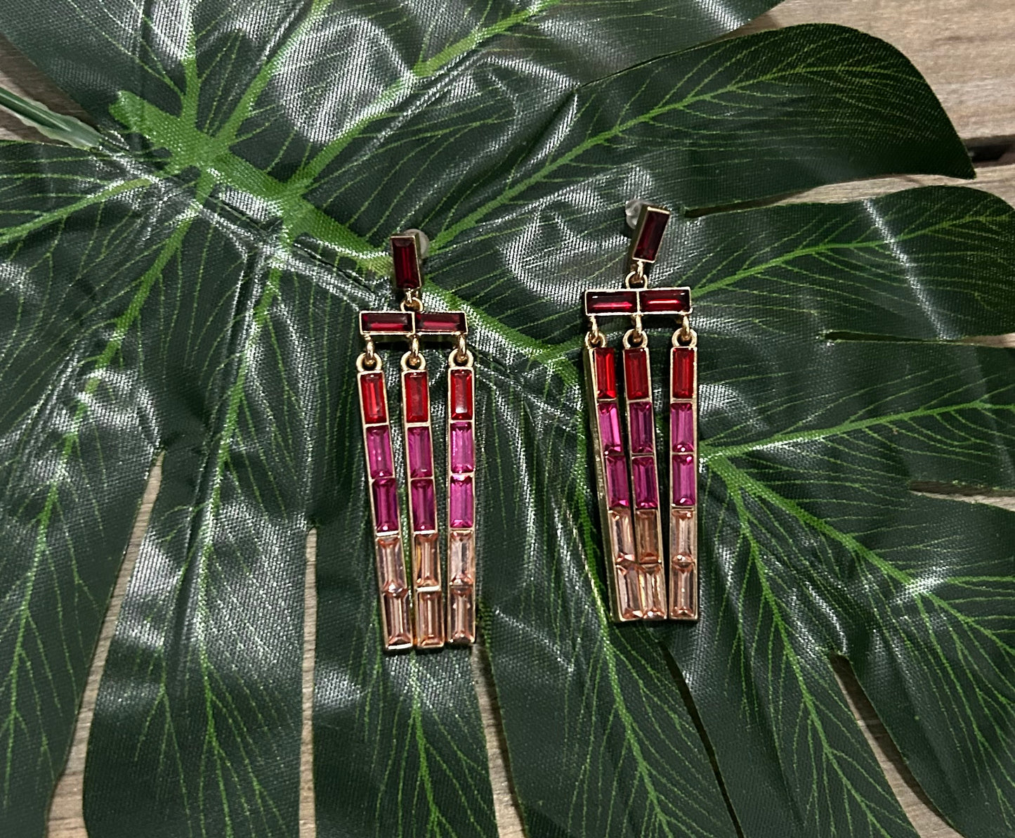 Baguette Stone Waterfall Drop Earrings