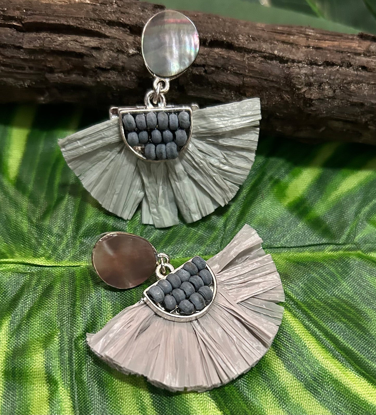 Raffia Fan Drop Post Earrings