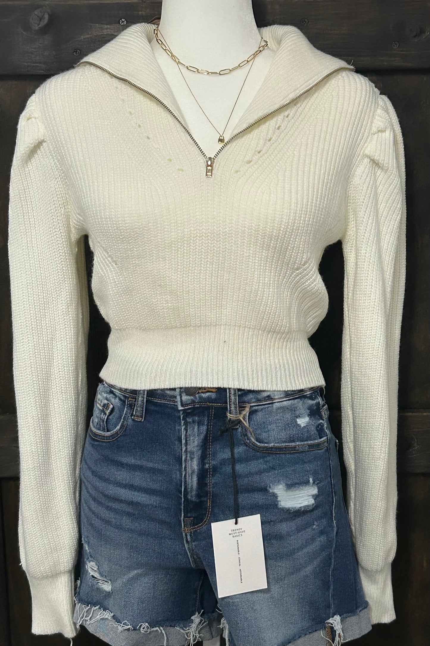 HERA Cropped Half-zip Sweater - S