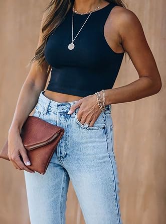 REORIA Halter Neck Crop Tank Top - 2XL