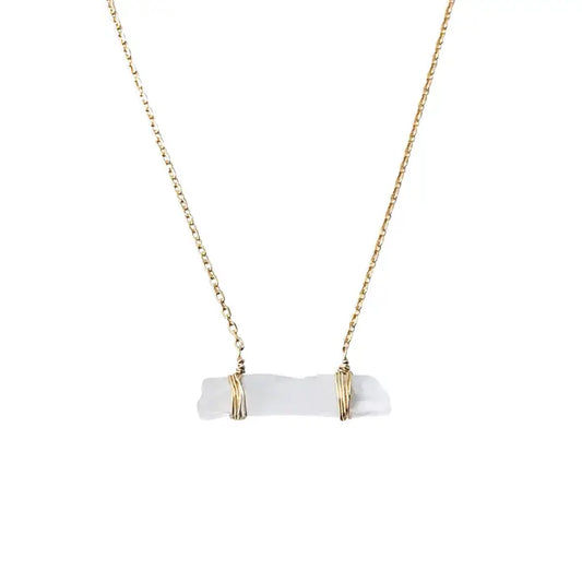 Gold & White Natural Crystal Necklace