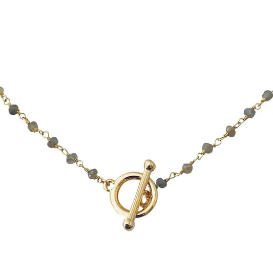 Gold Crystal Toggle Clasp Necklace