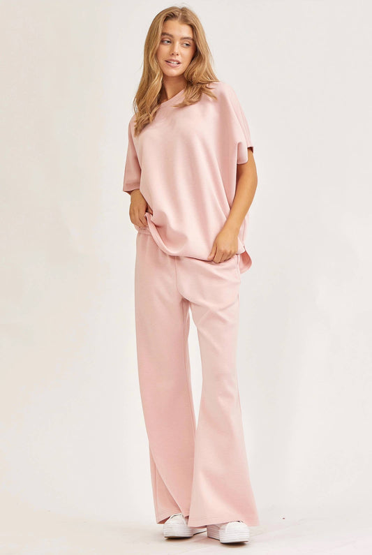 Poncho Top + Bell Bottom Modal Set: BLUSH