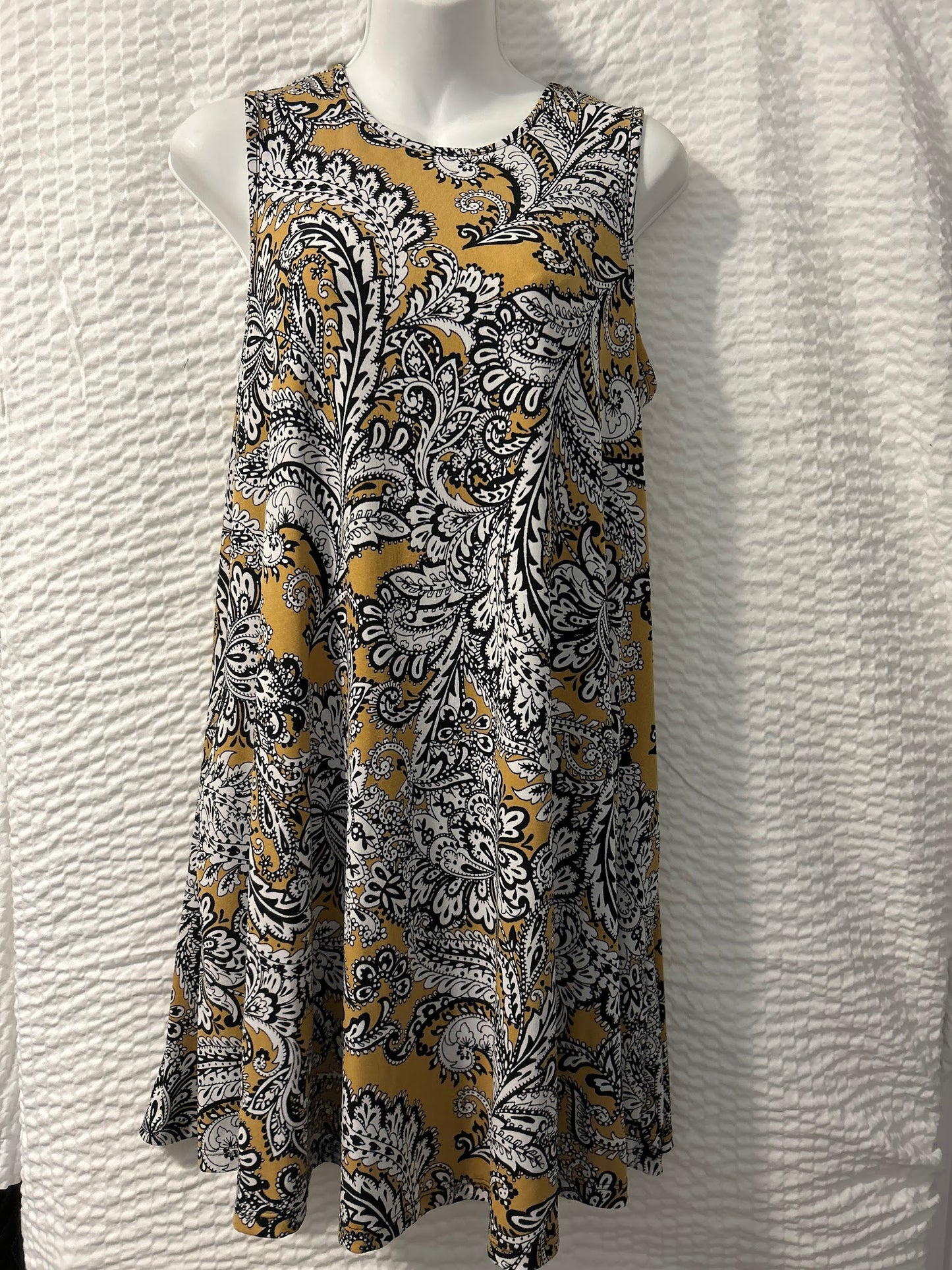 Black and Yellow Paisley Tank Dress S