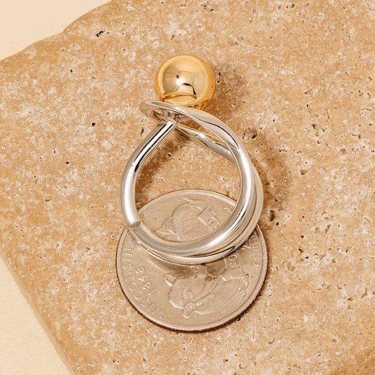 Metallic Ball Stud Looped Band Ring