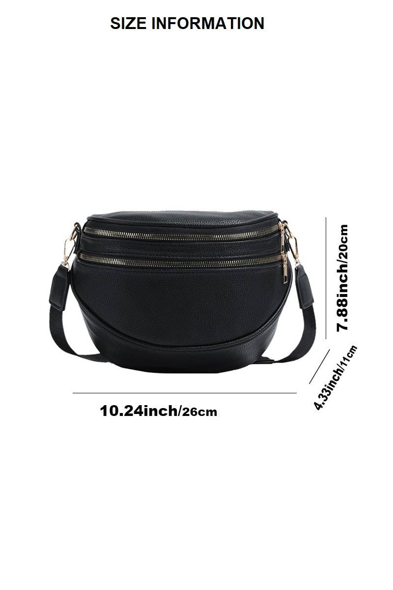 Vegan Leather Multi Pocket Crossbody Bag: ASH MOCHA