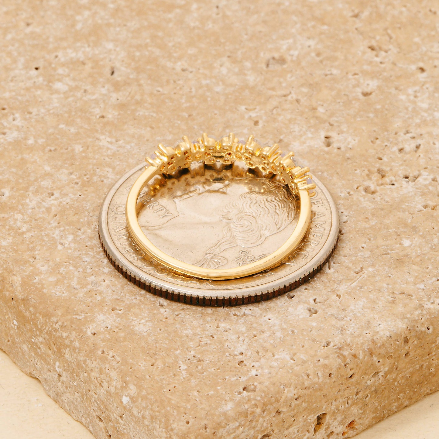 Mini Cz Flowers Dainty Band Ring