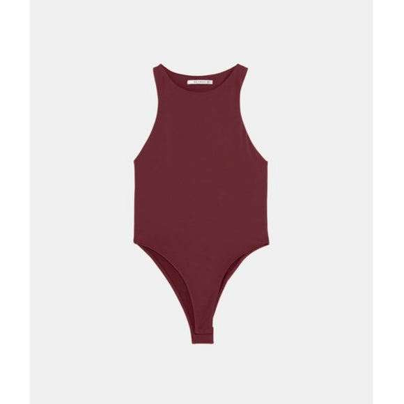 Maroon Highneck Bodysuit S