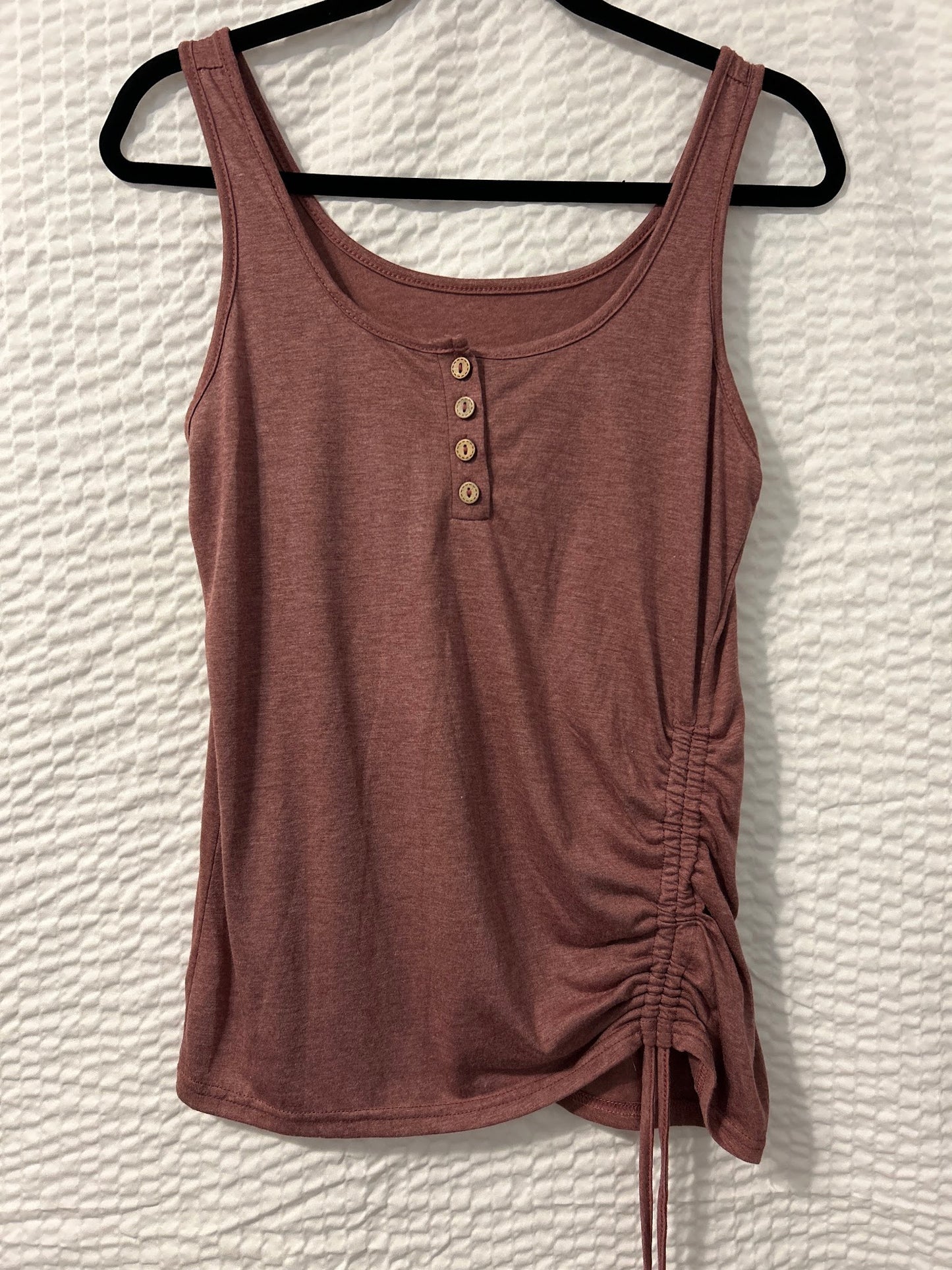 Rose Scoop-neck Cinched Tank with Button detail S