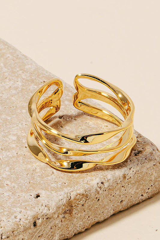 Triple Layered Twisted Metallic Open Band Ring