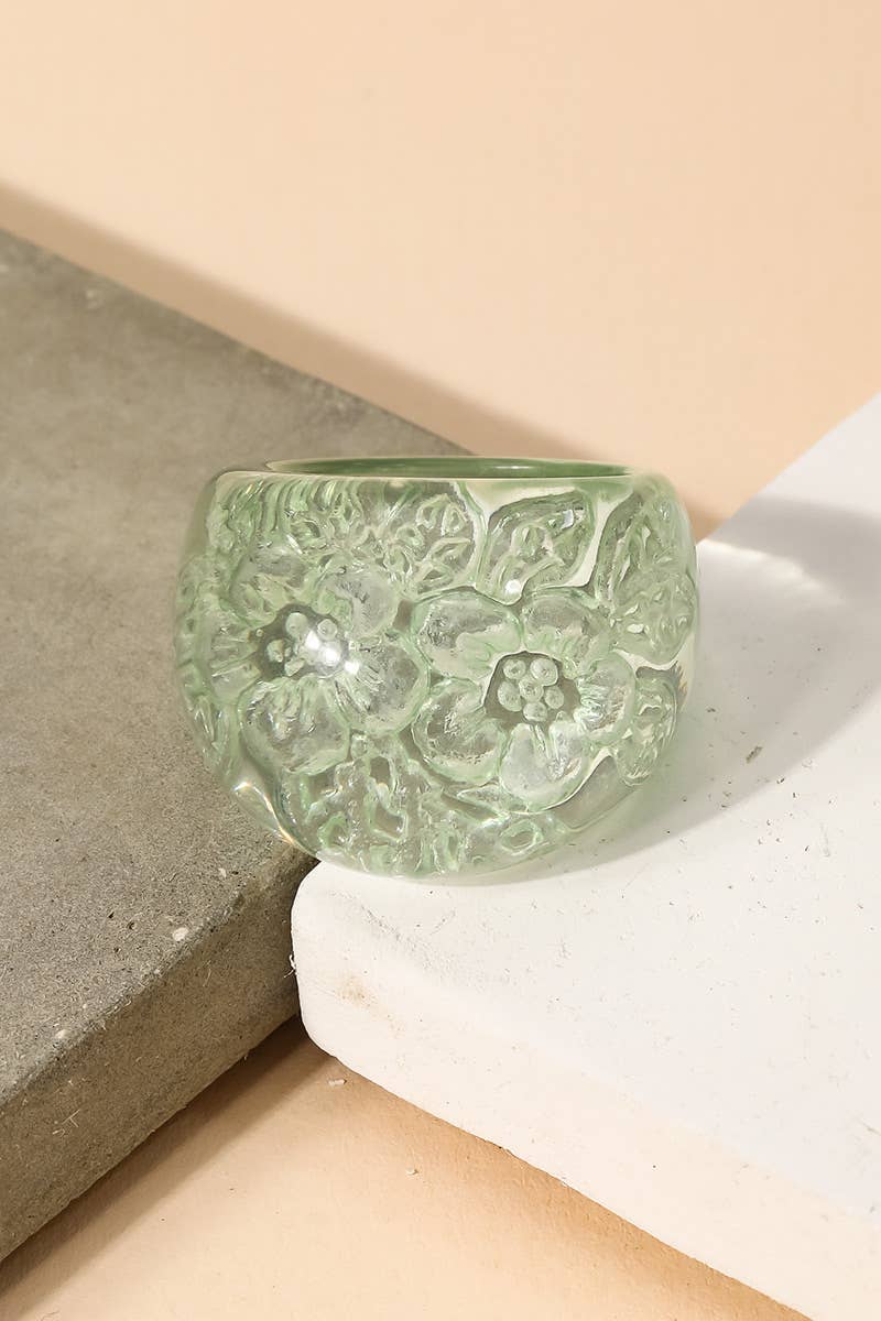 Flower Resin Dome Ring