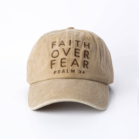 Faith Over Fear Hat: Khaki (Pigment Dye) / One Size