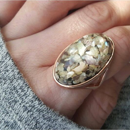 Down By The Beach Oyster Shell Statement Ring: 10