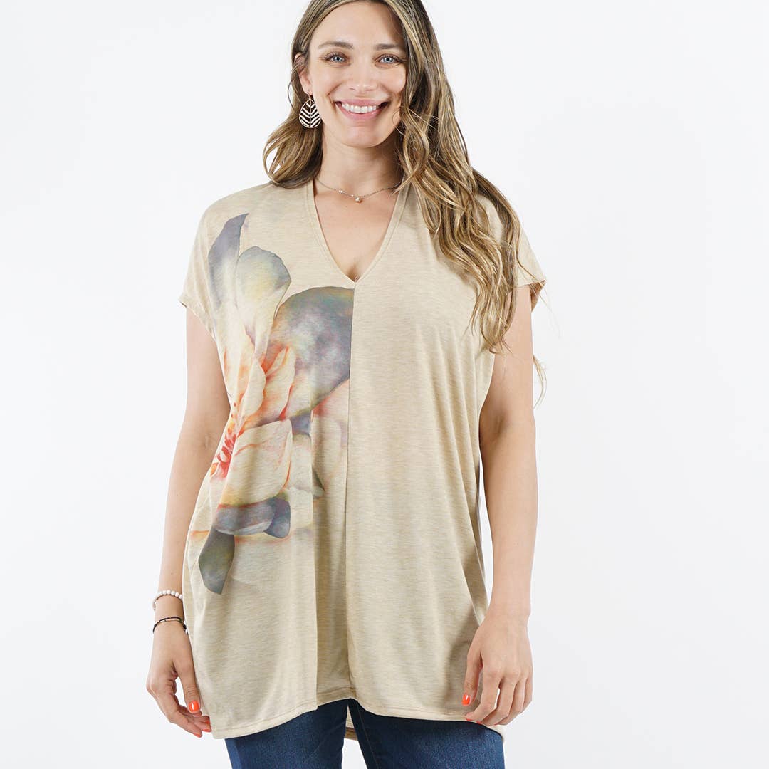 Sublimation V-neck Loose Fit Tunic: SAGE
