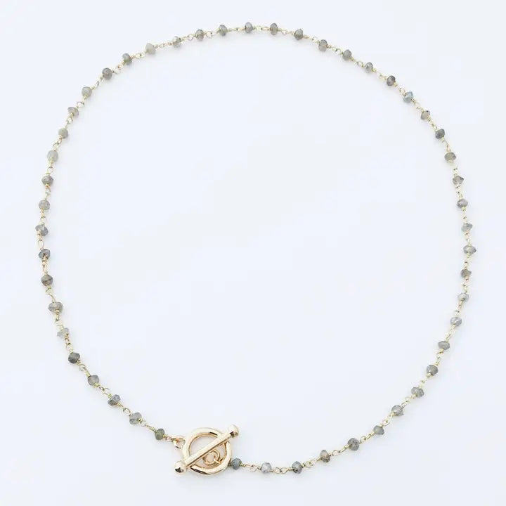 Gold Crystal Toggle Clasp Necklace