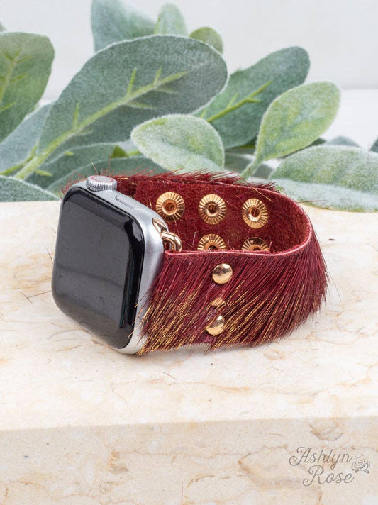 Wildest Dreams 38/40/42 Leather Smart Watch Band, Gilded Maroon: Brown / One Size