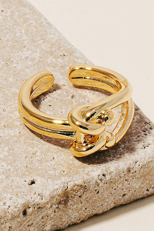 Double Layered Metallic Knot Open Band Ring