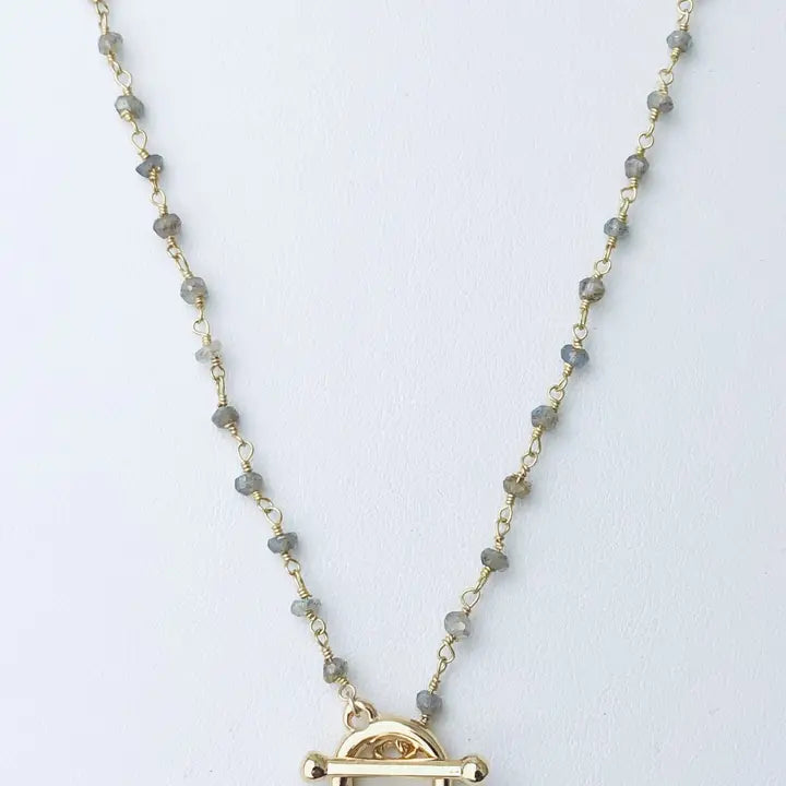 Gold Crystal Toggle Clasp Necklace