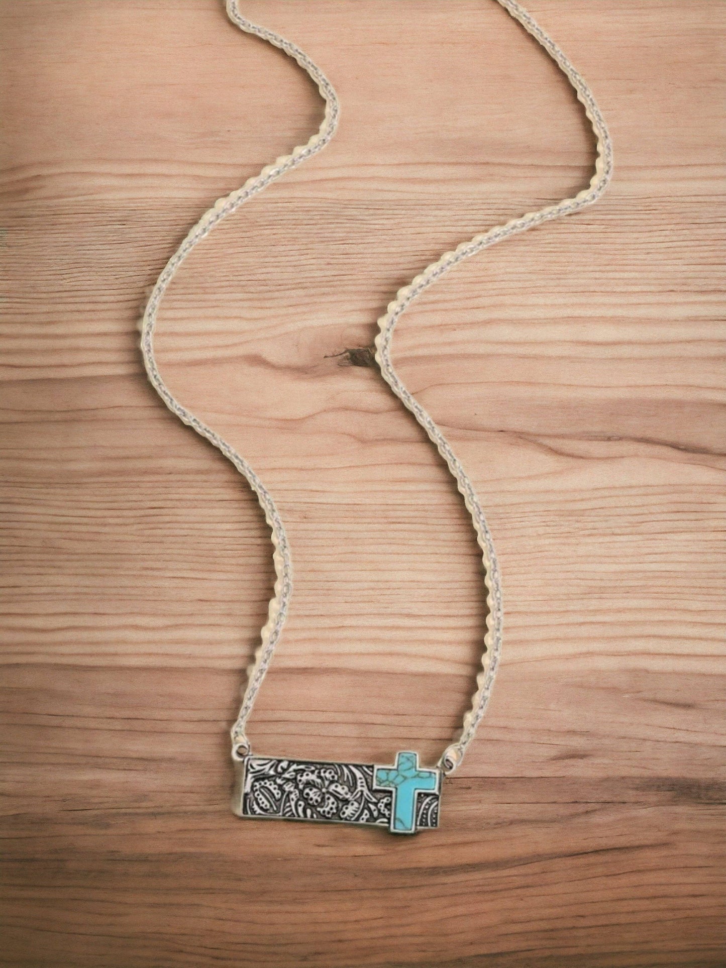 Cross Western Bar Necklace