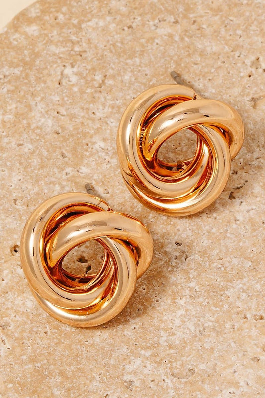 Metallic Tube Knot Stud Earrings