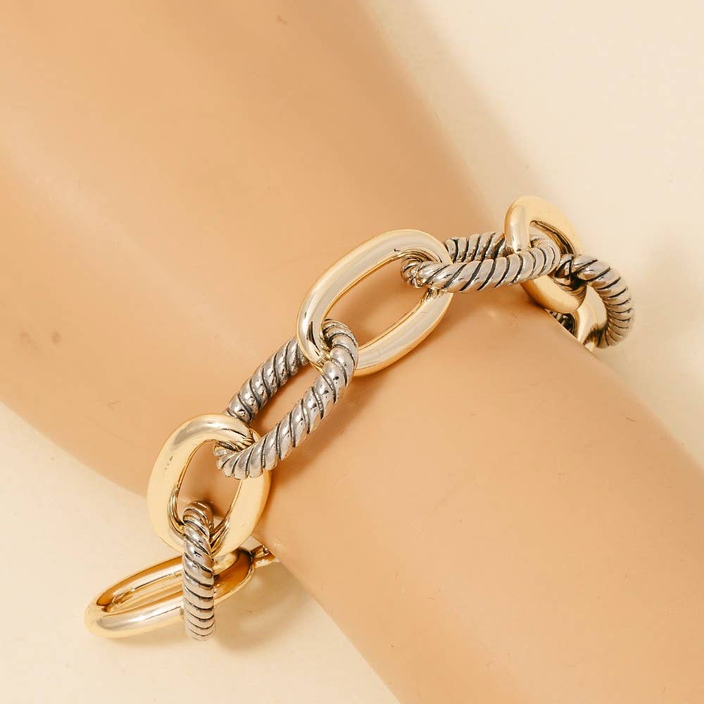 Gold Dipped Twisted Two Tone Chain Bracelet