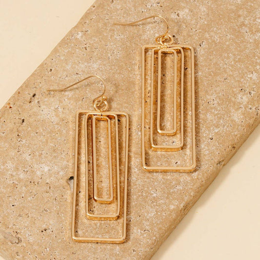 Layered Rectangle Dangle Earrings